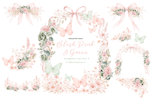 Download Blush Pink &amp; Sage Wildflowers Clipart, - Sage Collection