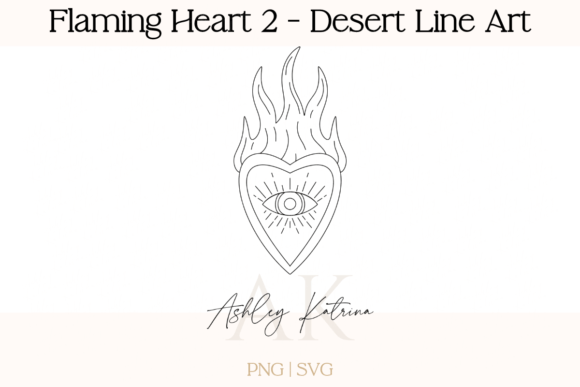 Download Flaming Heart 2- Western Desert Line Art - Desert Collection