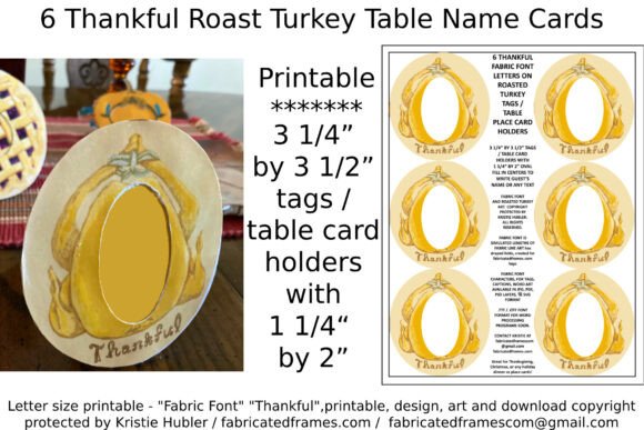 Download 6 Thankful Roast Turkey Table Name Cards - Name Collection