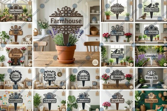 Download Flower Stake Name Sign SVG Mega Bundle - Name Collection