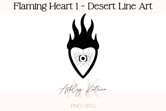 Download Flaming Heart 1- Western Desert Line Art - Desert Collection