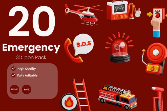Download Emergency Service 3D Icon Pack - Premium Resources