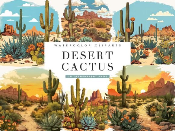 Download Watercolor Desert Cactus Clipart Bundle - Desert Collection