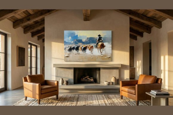 Download Western Desert Cowboy Impasto Art - Desert Collection