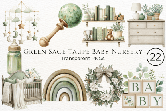 Download Green Sage Taupe Baby Nursery Clipart - Sage Collection