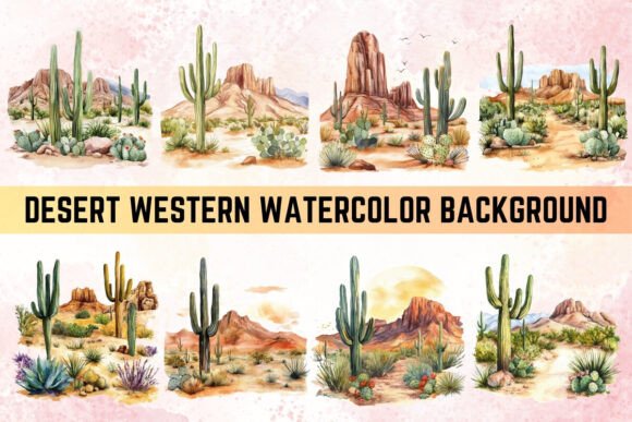Download Desert Western Watercolor Background - Desert Collection