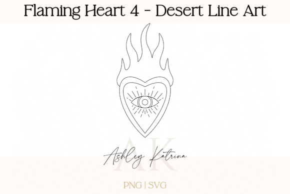Download Flaming Heart 4- Western Desert Line Art - Desert Collection