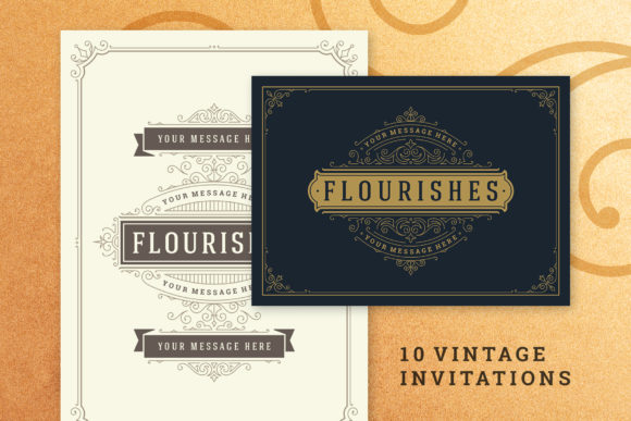Download 10 Vintage Ornament Invitations - Name Collection