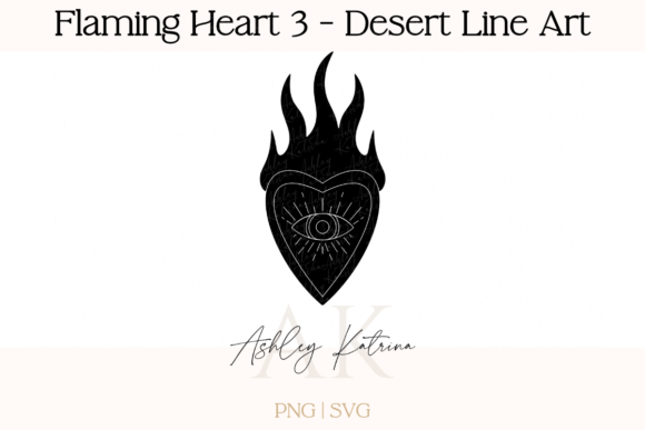 Download Flaming Heart 3- Western Desert Line Art - Desert Collection