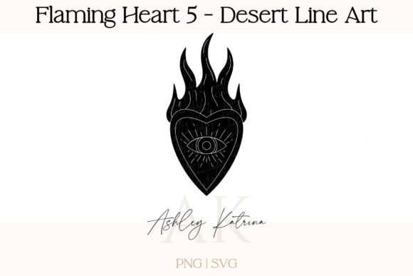 Download Flaming Heart 5- Western Desert Line Art - Desert Collection